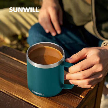 Travel Coffee Mug with Lid, 14 oz Insulated Stainless Steel