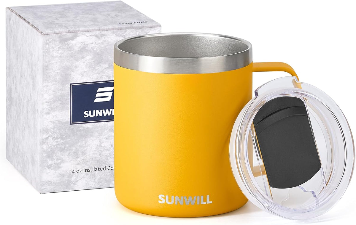 Travel Coffee Mug with Lid, 14 oz Insulated Stainless Steel