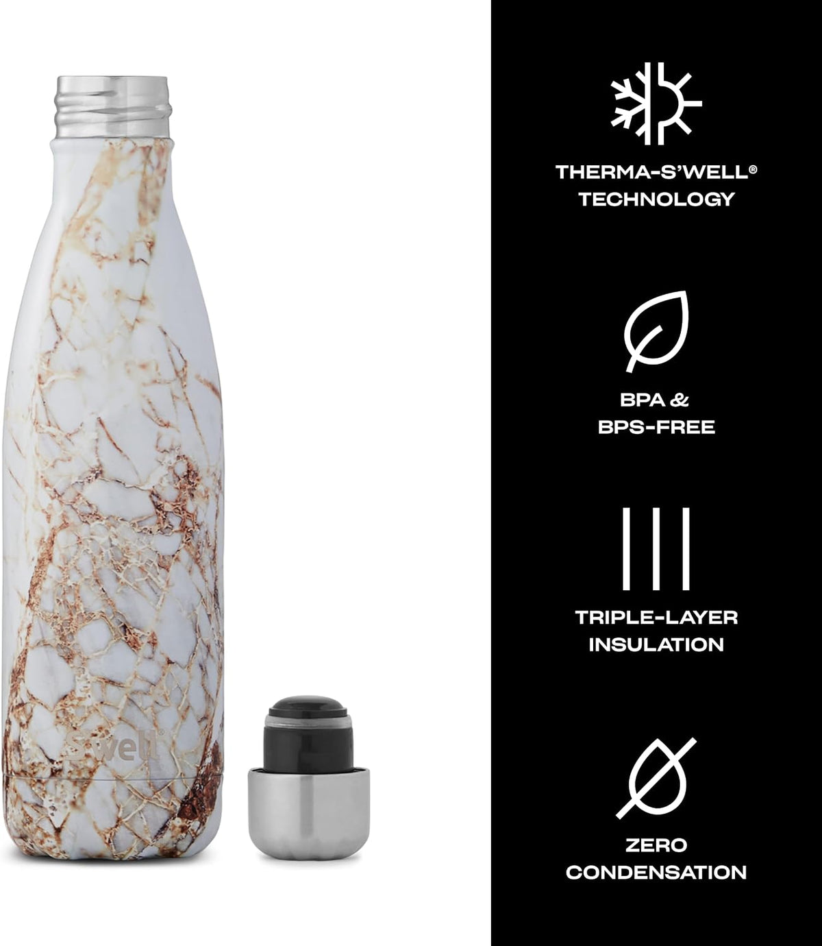 Stainless Steel Water Bottle, 25oz, Azurite, Triple Layered Vacuum Insulated Containers Keeps Drinks Cold for 48 Hours and Hot for 24, BPA Free, Perfect for On the Go