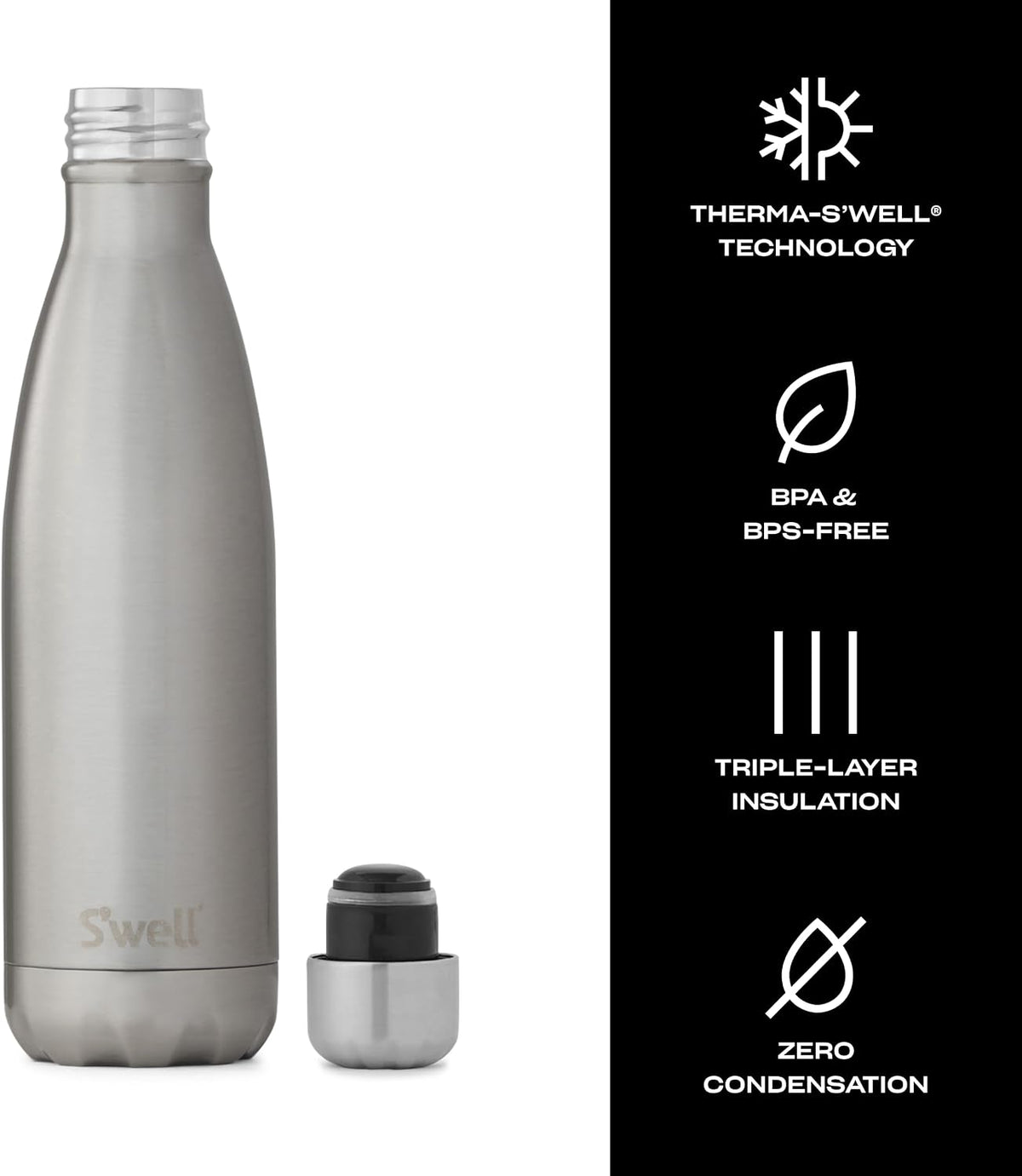 Stainless Steel Water Bottle, 25oz, Azurite, Triple Layered Vacuum Insulated Containers Keeps Drinks Cold for 48 Hours and Hot for 24, BPA Free, Perfect for On the Go