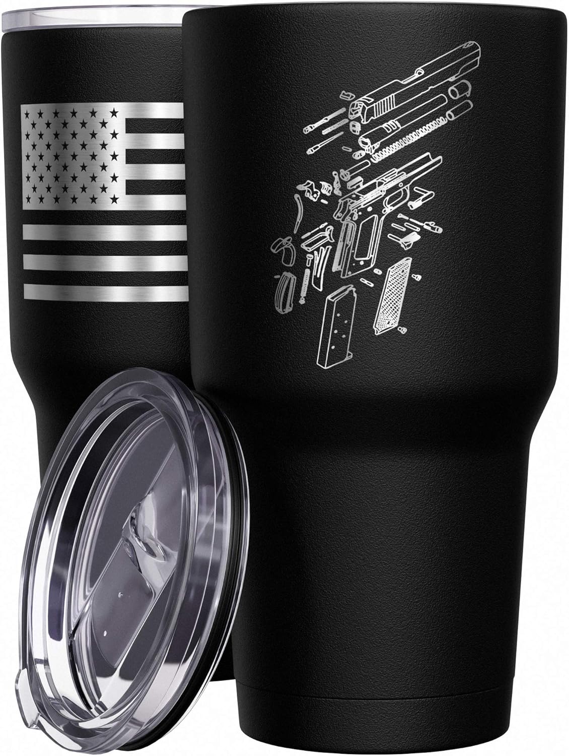 Born To Fish - Forced To Work - Fishing Travel Mug - American Flag Coffee Travel Mug - Dad Fishing Tumbler - Double Insulated Tumbler - 30 oz - Colors A