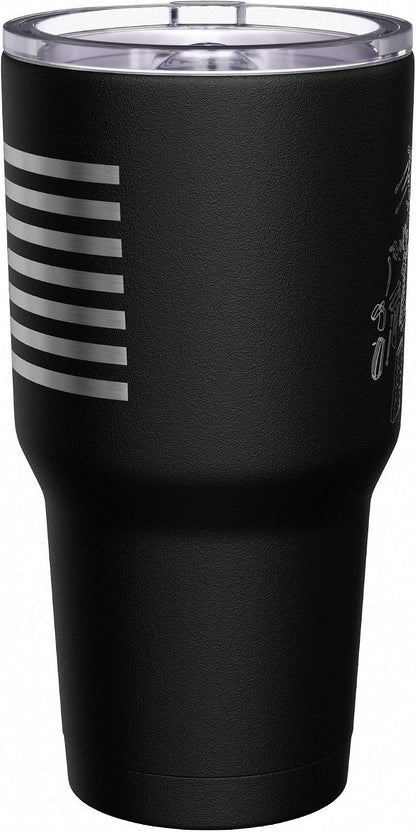 Born To Fish - Forced To Work - Fishing Travel Mug - American Flag Coffee Travel Mug - Dad Fishing Tumbler - Double Insulated Tumbler - 30 oz - Colors A