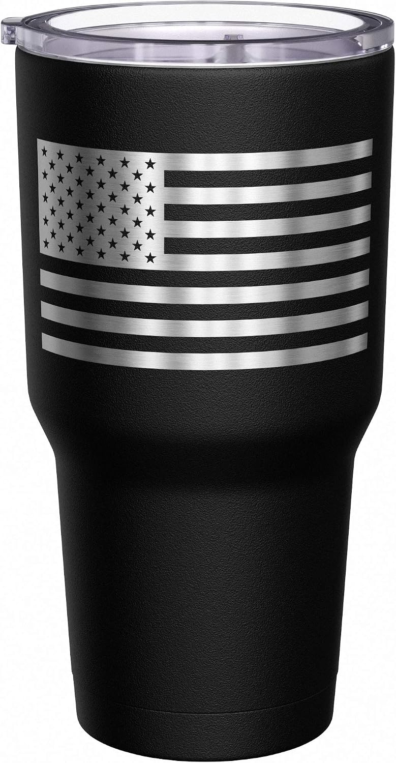 Born To Fish - Forced To Work - Fishing Travel Mug - American Flag Coffee Travel Mug - Dad Fishing Tumbler - Double Insulated Tumbler - 30 oz - Colors A