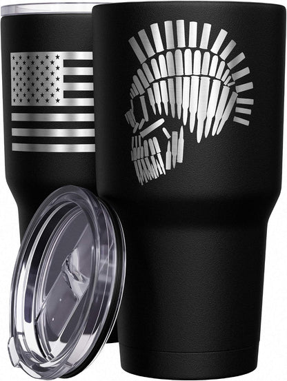 Born To Fish - Forced To Work - Fishing Travel Mug - American Flag Coffee Travel Mug - Dad Fishing Tumbler - Double Insulated Tumbler - 30 oz - Colors A