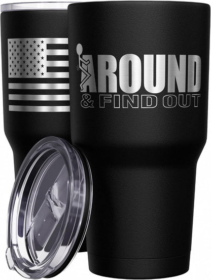 Born To Fish - Forced To Work - Fishing Travel Mug - American Flag Coffee Travel Mug - Dad Fishing Tumbler - Double Insulated Tumbler - 30 oz - Colors A
