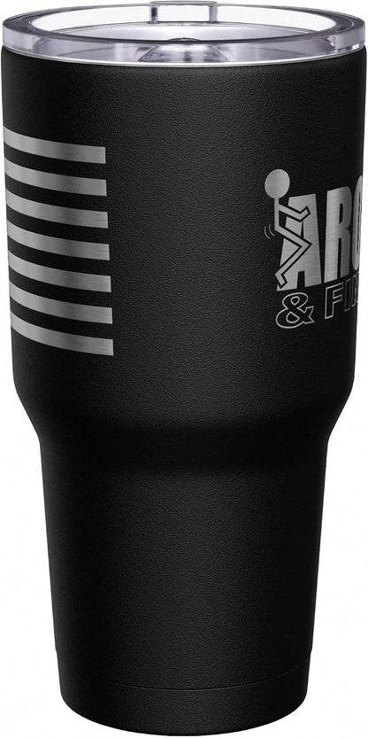 Born To Fish - Forced To Work - Fishing Travel Mug - American Flag Coffee Travel Mug - Dad Fishing Tumbler - Double Insulated Tumbler - 30 oz - Colors A