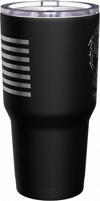 Born To Fish - Forced To Work - Fishing Travel Mug - American Flag Coffee Travel Mug - Dad Fishing Tumbler - Double Insulated Tumbler - 30 oz - Colors A