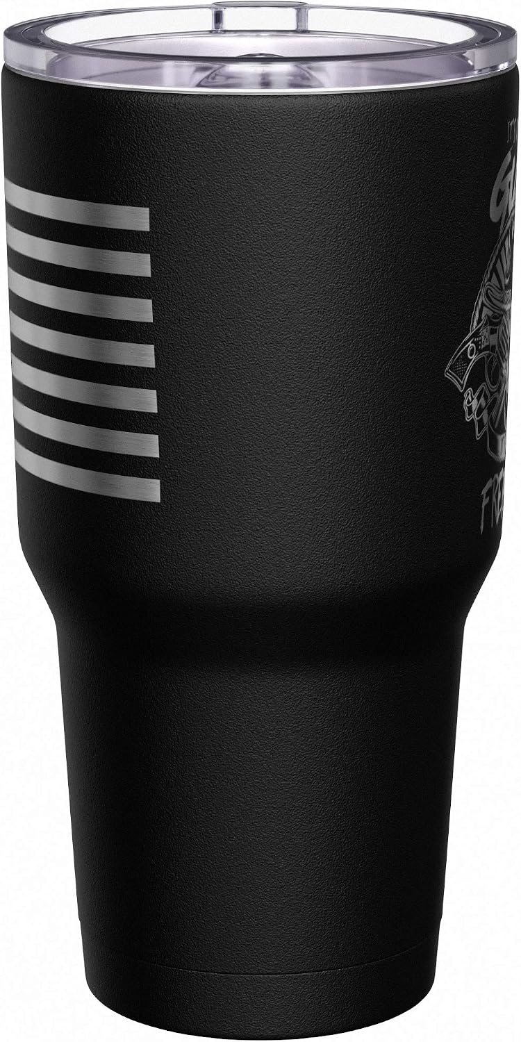 Born To Fish - Forced To Work - Fishing Travel Mug - American Flag Coffee Travel Mug - Dad Fishing Tumbler - Double Insulated Tumbler - 30 oz - Colors A