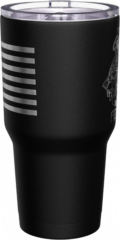 Born To Fish - Forced To Work - Fishing Travel Mug - American Flag Coffee Travel Mug - Dad Fishing Tumbler - Double Insulated Tumbler - 30 oz - Colors A