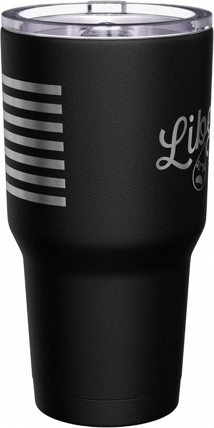 Born To Fish - Forced To Work - Fishing Travel Mug - American Flag Coffee Travel Mug - Dad Fishing Tumbler - Double Insulated Tumbler - 30 oz - Colors A