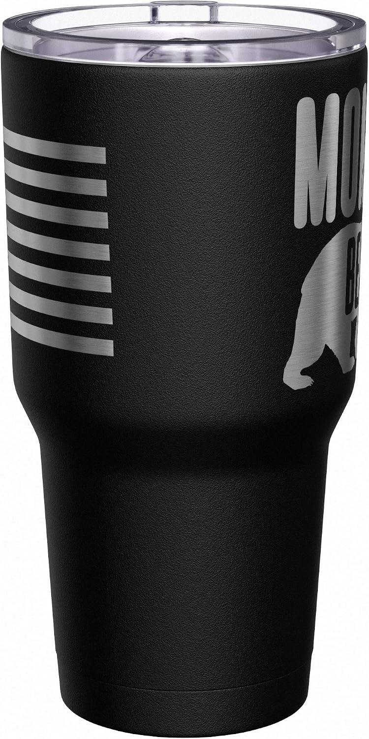 Born To Fish - Forced To Work - Fishing Travel Mug - American Flag Coffee Travel Mug - Dad Fishing Tumbler - Double Insulated Tumbler - 30 oz - Colors A
