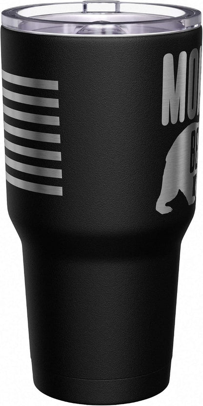 Born To Fish - Forced To Work - Fishing Travel Mug - American Flag Coffee Travel Mug - Dad Fishing Tumbler - Double Insulated Tumbler - 30 oz - Colors A