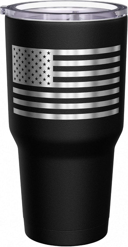 Born To Fish - Forced To Work - Fishing Travel Mug - American Flag Coffee Travel Mug - Dad Fishing Tumbler - Double Insulated Tumbler - 30 oz - Colors A