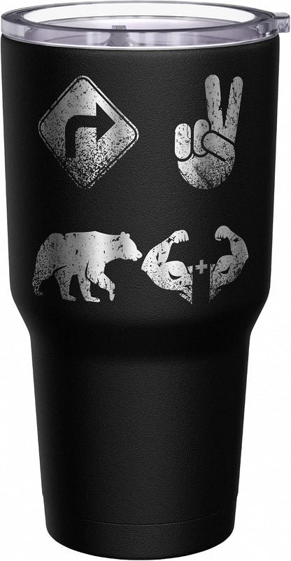 Born To Fish - Forced To Work - Fishing Travel Mug - American Flag Coffee Travel Mug - Dad Fishing Tumbler - Double Insulated Tumbler - 30 oz - Colors A