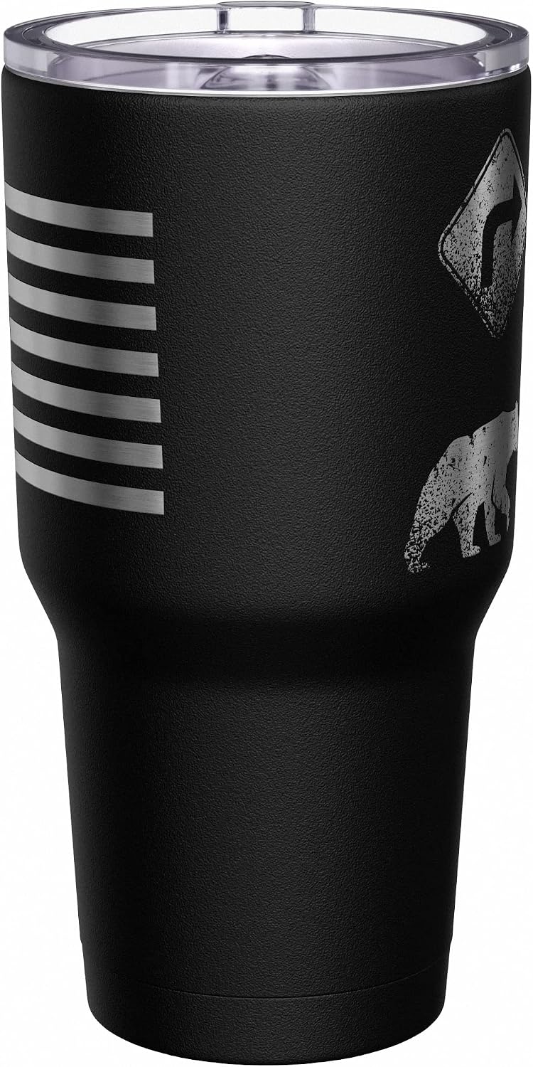 Born To Fish - Forced To Work - Fishing Travel Mug - American Flag Coffee Travel Mug - Dad Fishing Tumbler - Double Insulated Tumbler - 30 oz - Colors A