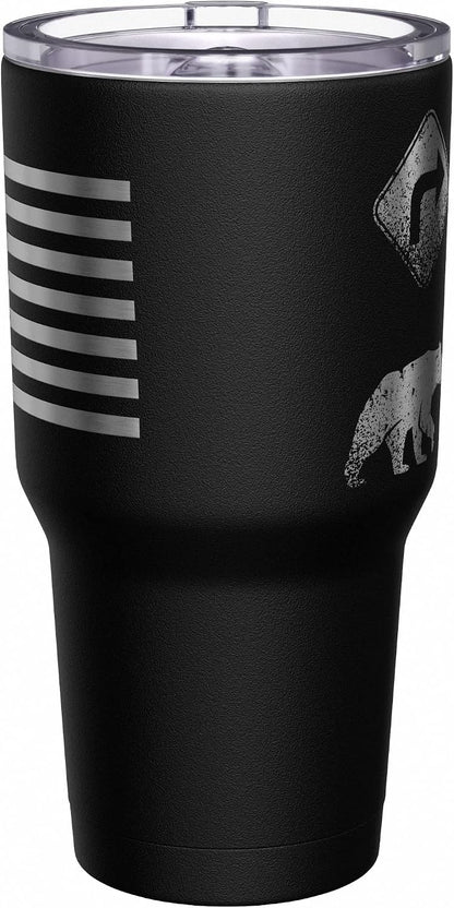 Born To Fish - Forced To Work - Fishing Travel Mug - American Flag Coffee Travel Mug - Dad Fishing Tumbler - Double Insulated Tumbler - 30 oz - Colors A