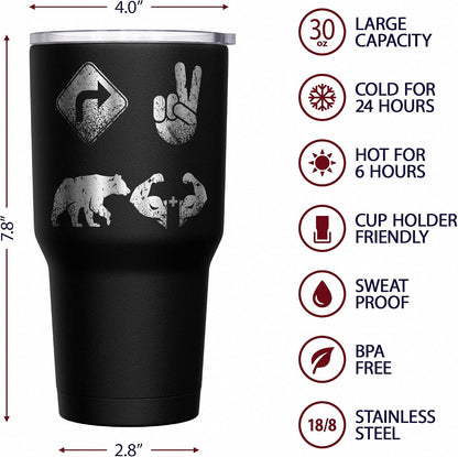 Born To Fish - Forced To Work - Fishing Travel Mug - American Flag Coffee Travel Mug - Dad Fishing Tumbler - Double Insulated Tumbler - 30 oz - Colors A