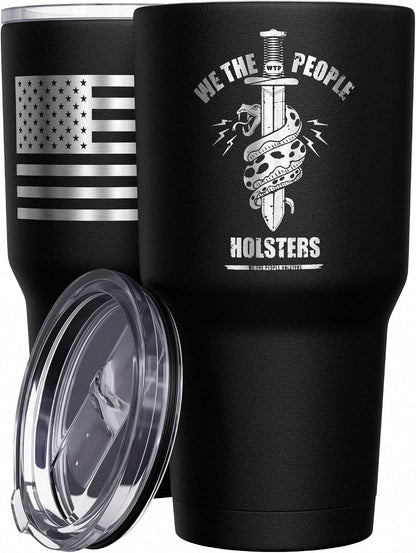 Born To Fish - Forced To Work - Fishing Travel Mug - American Flag Coffee Travel Mug - Dad Fishing Tumbler - Double Insulated Tumbler - 30 oz - Colors A