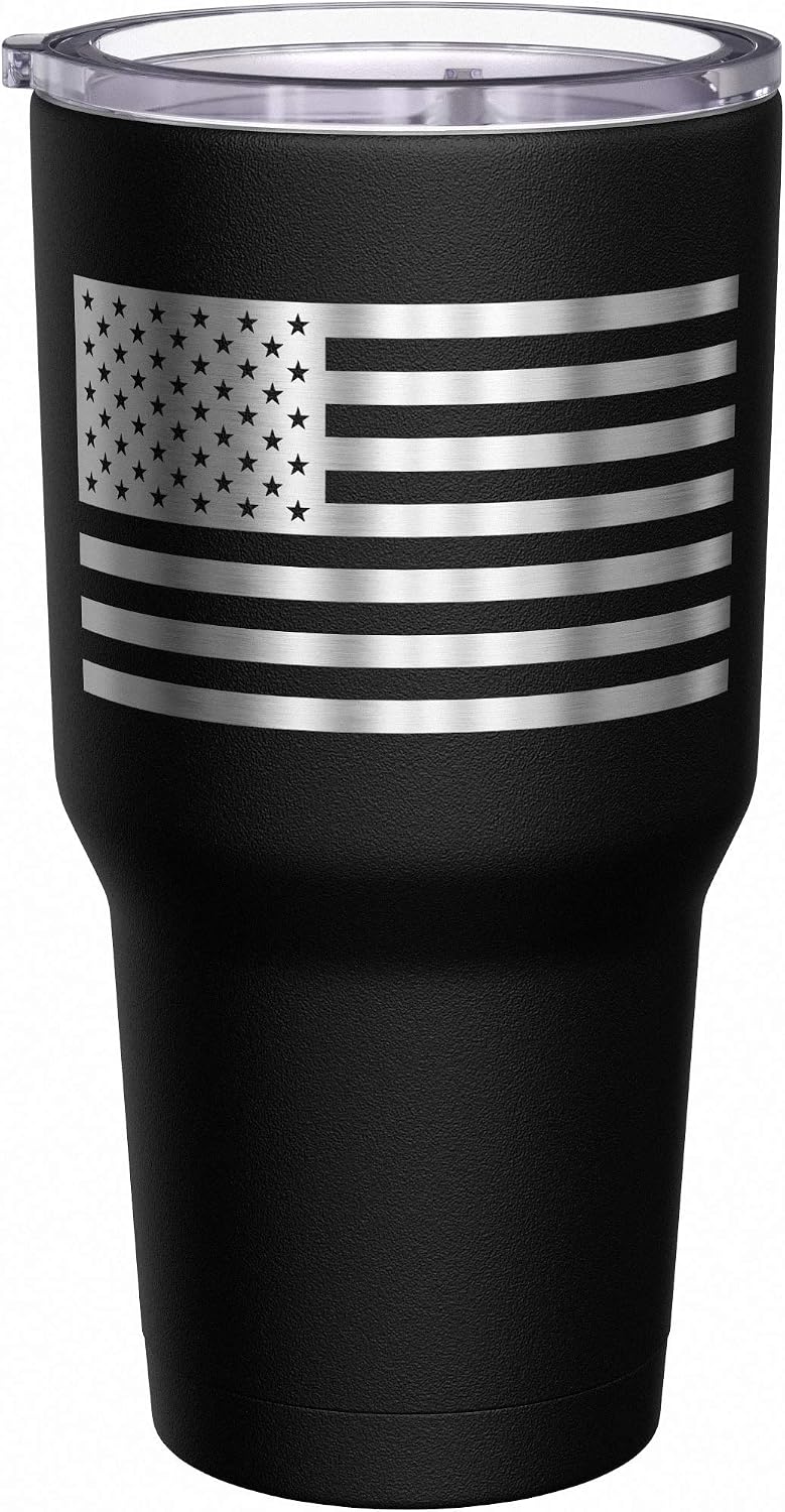 Born To Fish - Forced To Work - Fishing Travel Mug - American Flag Coffee Travel Mug - Dad Fishing Tumbler - Double Insulated Tumbler - 30 oz - Colors A