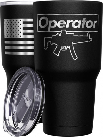 Born To Fish - Forced To Work - Fishing Travel Mug - American Flag Coffee Travel Mug - Dad Fishing Tumbler - Double Insulated Tumbler - 30 oz - Colors A