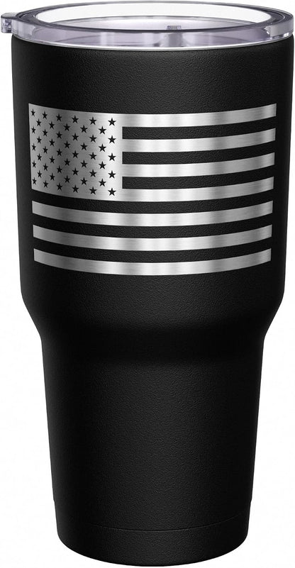 Born To Fish - Forced To Work - Fishing Travel Mug - American Flag Coffee Travel Mug - Dad Fishing Tumbler - Double Insulated Tumbler - 30 oz - Colors A