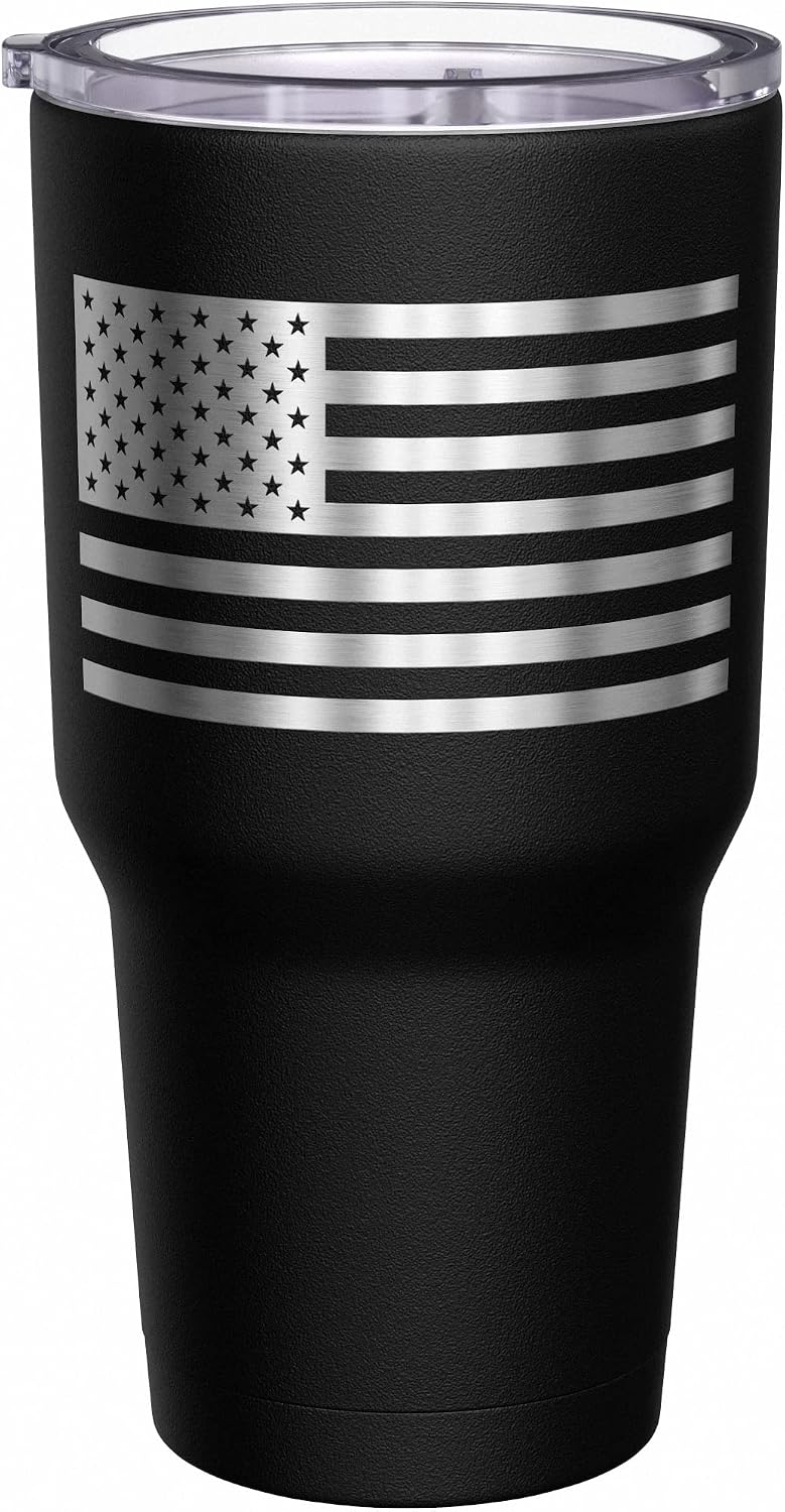 Born To Fish - Forced To Work - Fishing Travel Mug - American Flag Coffee Travel Mug - Dad Fishing Tumbler - Double Insulated Tumbler - 30 oz - Colors A
