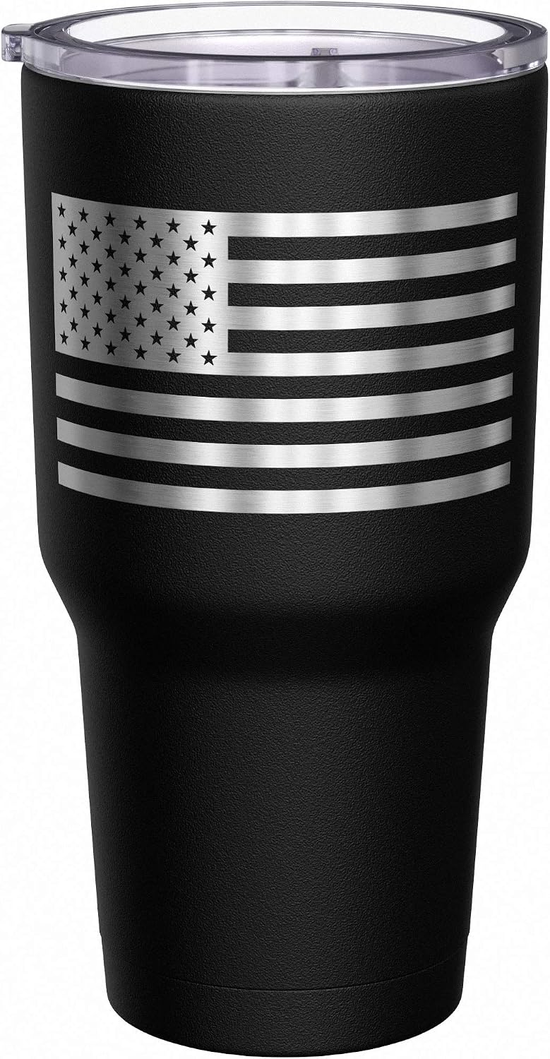 Born To Fish - Forced To Work - Fishing Travel Mug - American Flag Coffee Travel Mug - Dad Fishing Tumbler - Double Insulated Tumbler - 30 oz - Colors A