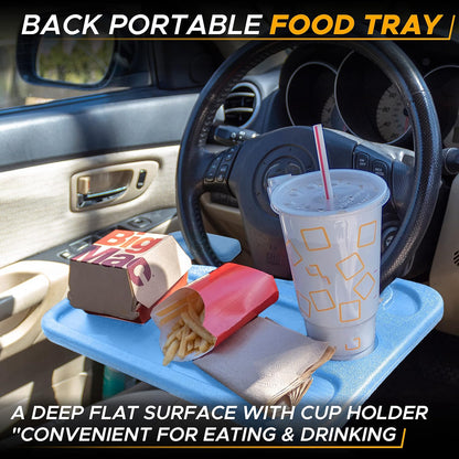 EcoNour 2 in 1 Car Steering Wheel Desk | Tray for Laptop Car Mount with Pen Holder | Desk Console for Car | Food Tray for Eating with Drinks Holder | Multipurpose Travel Car Accessories