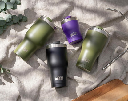 Beast 10 oz Tumbler Stainless Steel Vacuum Insulated Coffee Ice Cup Double Wall Travel Flask (Arctic White)