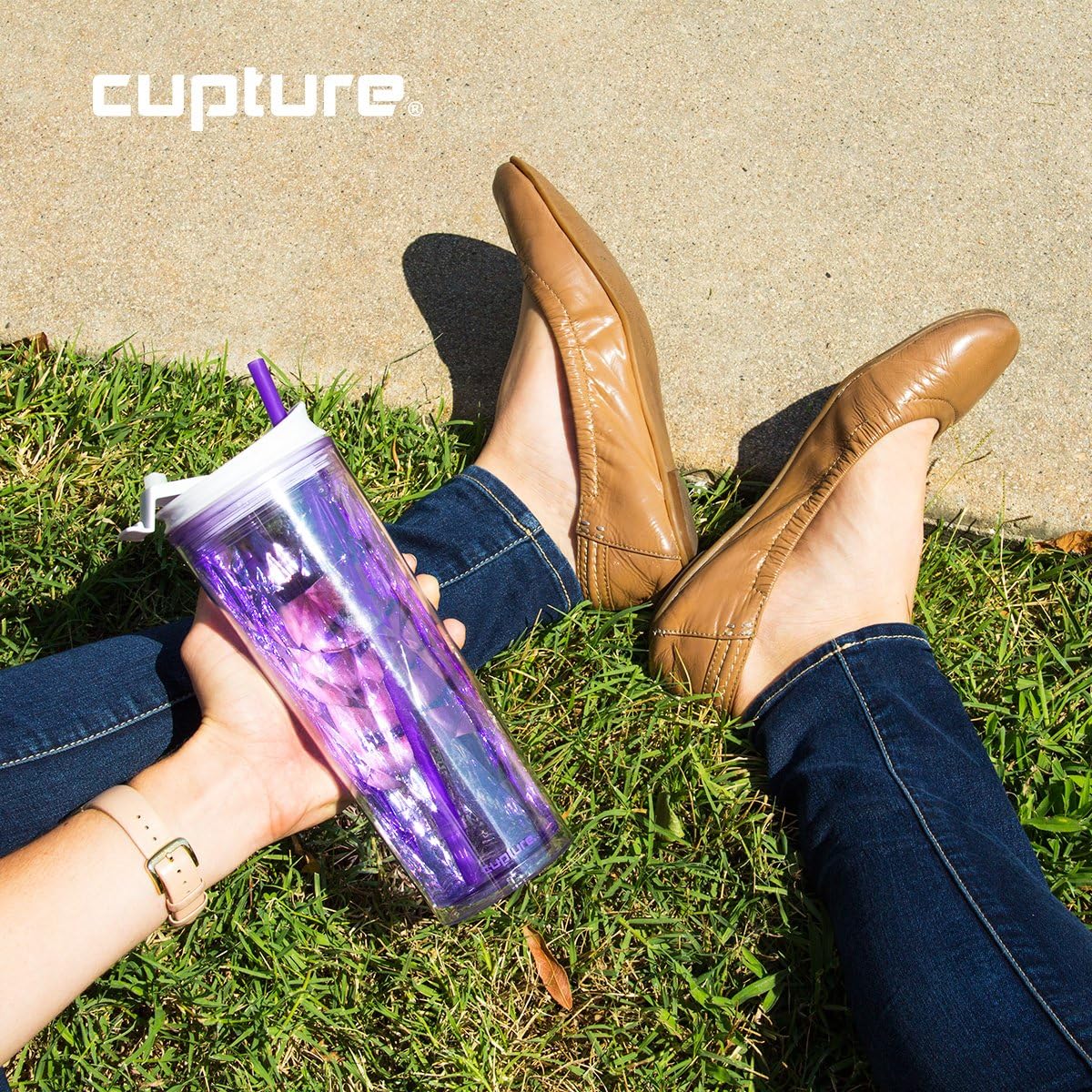 Cupture Crystal Click & Seal Shake Tumbler Cup for Hot or Cold Drinks - 22 oz (Black Diamond)