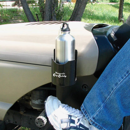 Master Magnetics Magnetic Cup Holder - Caddy for Bottles, Glasses, and Cans - Fits on Fridge, Lawnmower, Forklift, Cart, or Ladder - Heavy-Duty Magnet