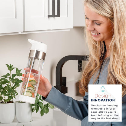 Infusion Pro Fruit Infuser Water Bottle with Straw Lid 24 oz : Flip-Up Straw : Insulated Sleeve & Fruit Infusion Water eBook : Bottom Loading Infuser for More Flavor - Kauai Sunset