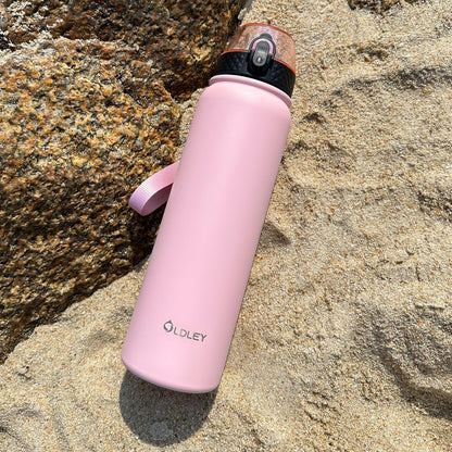 Oldley Insulated Water Bottle 20oz for Adults Kids Stainless Steel Water Bottles with Straw/Chug/Carabiner 3 Lids Fruit Strainer Double Wall Vacuum Wide Mouth BPA Free Leak-Proof for School Travel