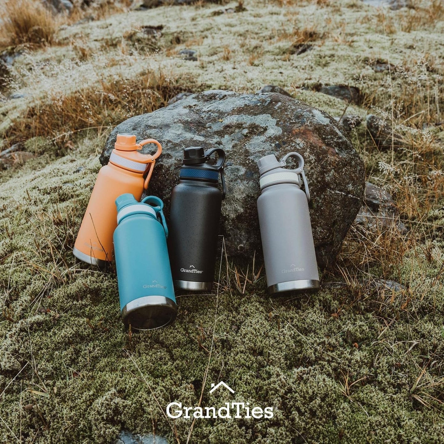GRANDTIES 2 Lids Sports Stainless Steel Water Bottles – Wide Mouth Vacuum Insulated Reusable Leak Proof BPA-Free Travel Metal Canteen, Thermal Bottles for Men Women Gym (Ivory White 32 oz)