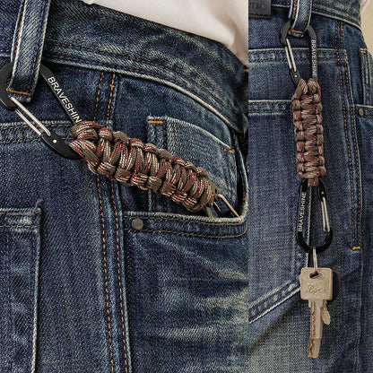 BRAVESHINE Paracord Keychain Carabiner Clip, D Ring Lanyard Hanger Stroller Hook for Water Bottle, Key, Backpacks, Men, Women