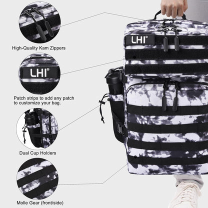 LHI Military Tactical Backpack for Men and Women 45L Army 3 Days Assault Pack Bag Large Rucksack with Molle System - Black - Colors A