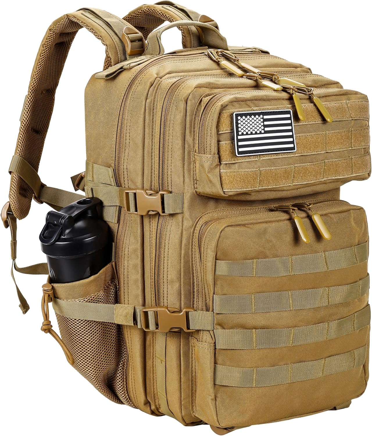 LHI Military Tactical Backpack for Men and Women 45L Army 3 Days Assault Pack Bag Large Rucksack with Molle System - Black - Colors A