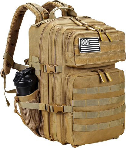 LHI Military Tactical Backpack for Men and Women 45L Army 3 Days Assault Pack Bag Large Rucksack with Molle System - Black - Colors A