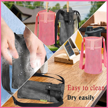 Water Bottle Holder with Strap, Premium Water Bottle Carrier with Strap Easy Clean, Light Water Bottle Carrier Bag, Water Bottle Holder with Pocket for Hiking, Walking, Travel