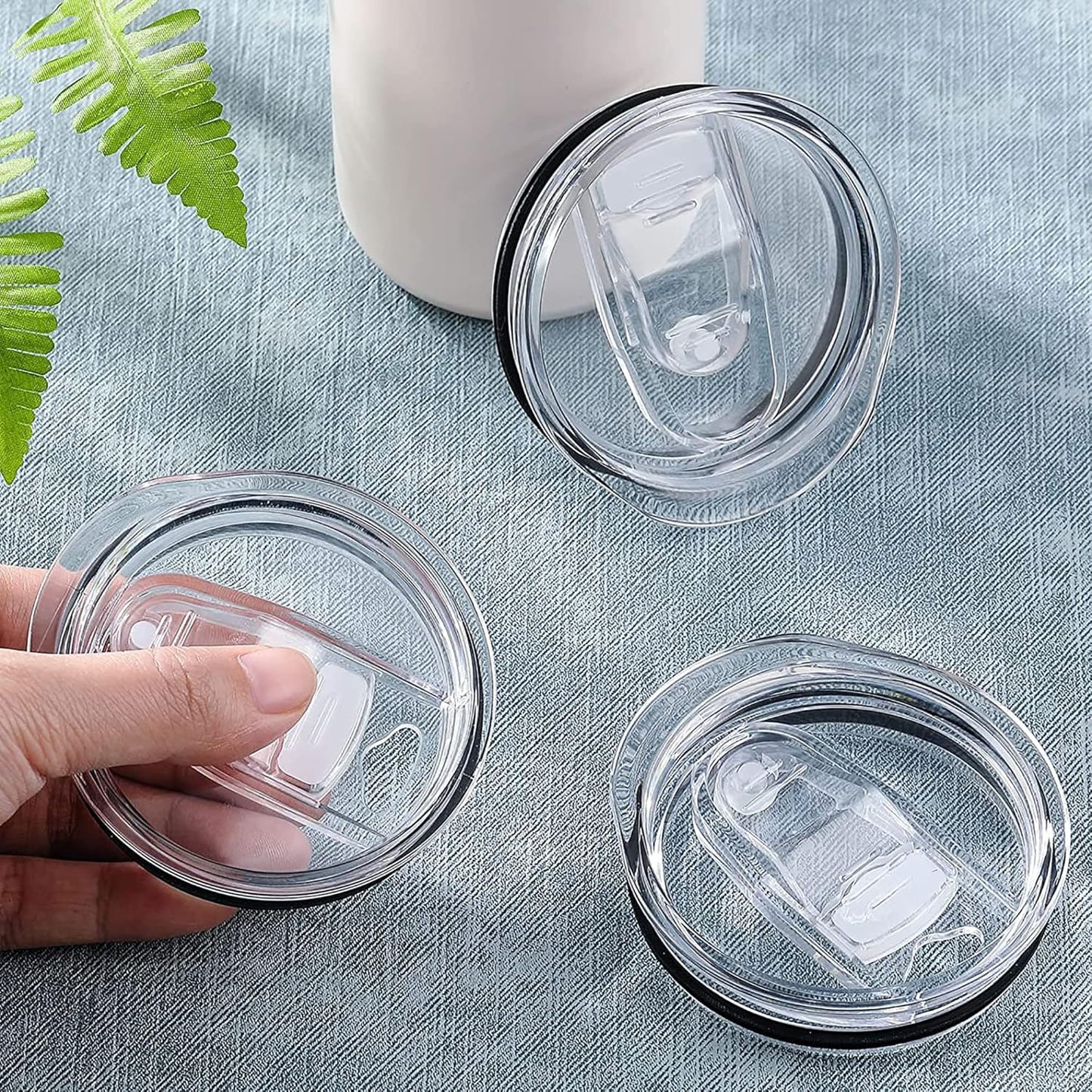 2 Replacement Lids for Stainless Steel Tumbler Travel Cup - Fits OF Inner diameter 3.7 to 3.74 INCH Yeti Rambler and others (Transparent) (30 OZ)