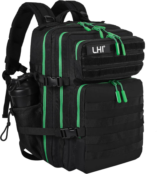 LHI Military Tactical Backpack for Men and Women 45L Army 3 Days Assault Pack Bag Large Rucksack with Molle System - Black - Colors B