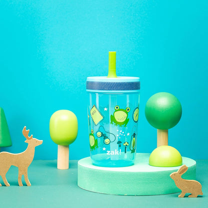 Zak Designs 15oz Bluey Kelso Tumbler Set, Leak-Proof Screw-On Lid with Straw Made of Durable Plastic and Silicone, Perfect Bundle for Kids, 2 Count (Pack of 1) - Colors B