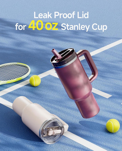 2 Pack Tumbler Flip Straw Lid Replacement Fit for Stanley 40 OZ Quencher, Leak Proof Lid with Straw for Stanley, No Spill Reusable Tumbler Lid Compatible with Stanley Cup Accessories