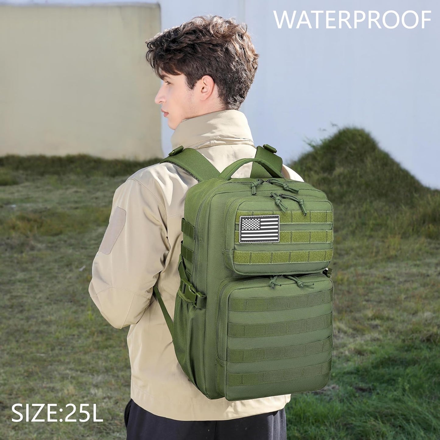 Wotony Military Tactical Backpack for Men Waterproof Daypack 3 Day Assault Pack Molle Bag with Water Bottle Holder