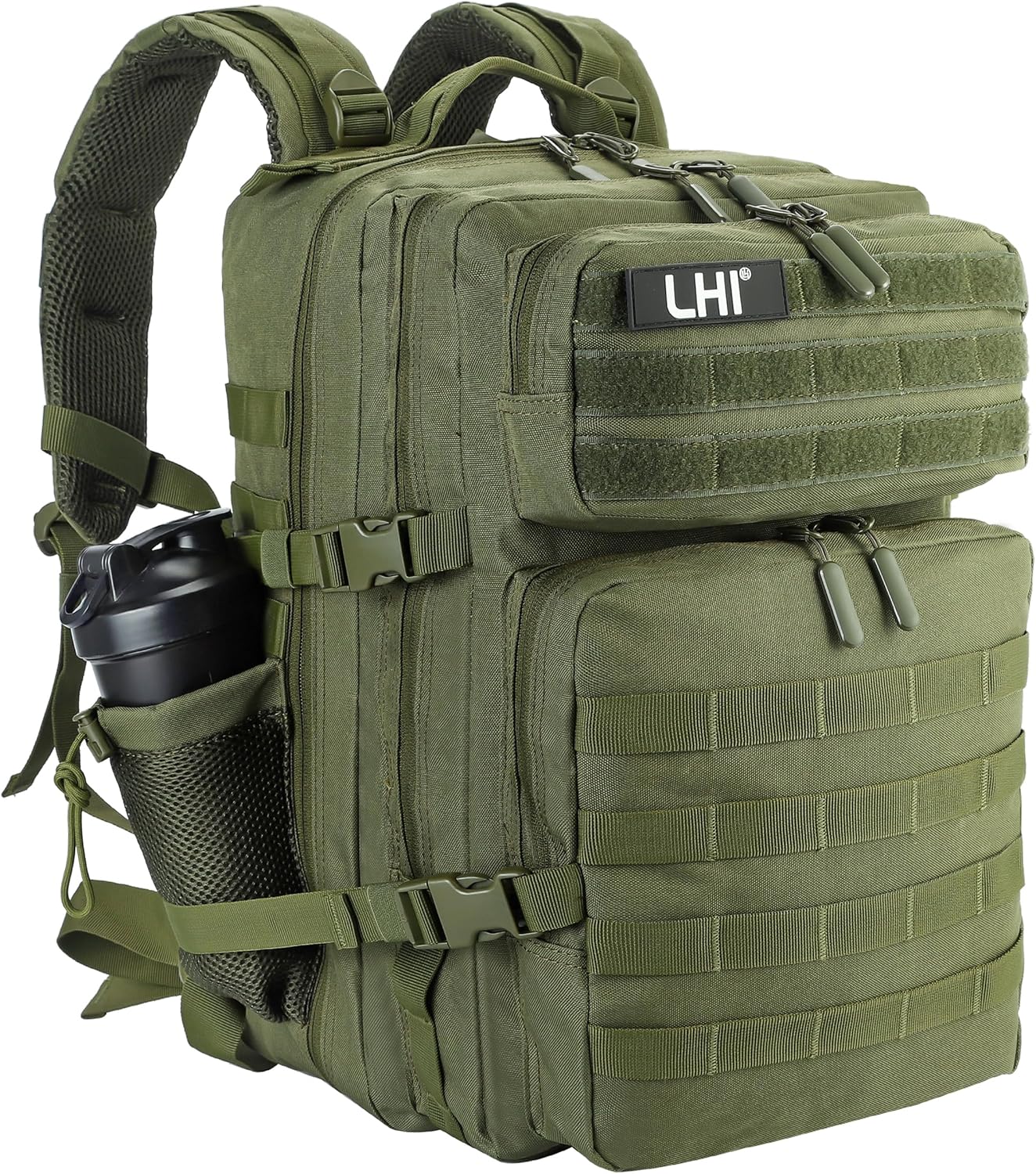 LHI Military Tactical Backpack for Men and Women 45L Army 3 Days Assault Pack Bag Large Rucksack with Molle System - Black - Colors A