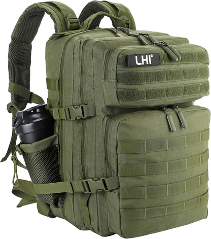 LHI Military Tactical Backpack for Men and Women 45L Army 3 Days Assault Pack Bag Large Rucksack with Molle System - Black - Colors A