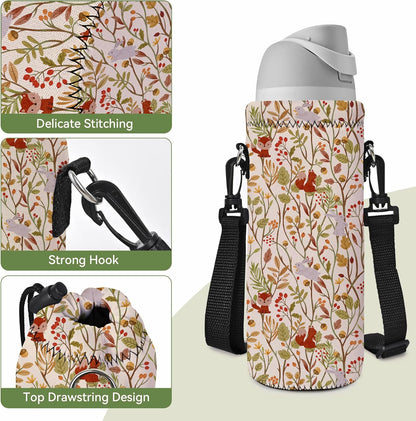 Neoprene 500ML/750ML/1000ML Water Bottle Bag Carrier, Portable Insulated Bottle Sling Holder Case Pouch with Adjustable Shoulder Strap for Men Women Walking Hiking Running