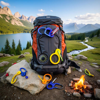 6 Pcs Silicone Water Bottle Buckle with Carabiner Clip Portable Secure Bottle Holder Water Bottle Hanging Rings Silicone Water Bottle Buckle Portable Hiking Camping, Water Bottle Accessories