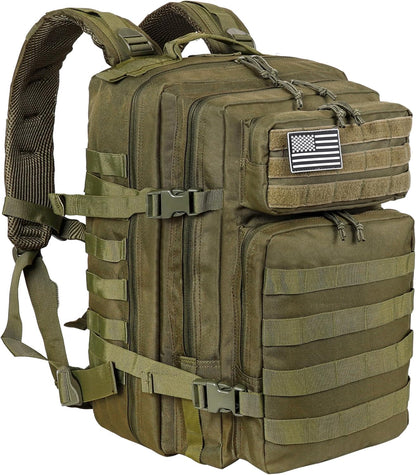 LHI Military Tactical Backpack for Men and Women 45L Army 3 Days Assault Pack Bag Large Rucksack with Molle System - Black - Colors A