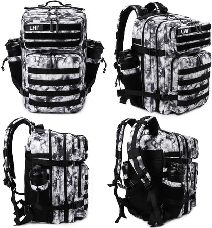 LHI Military Tactical Backpack for Men and Women 45L Army 3 Days Assault Pack Bag Large Rucksack with Molle System - Black - Colors B
